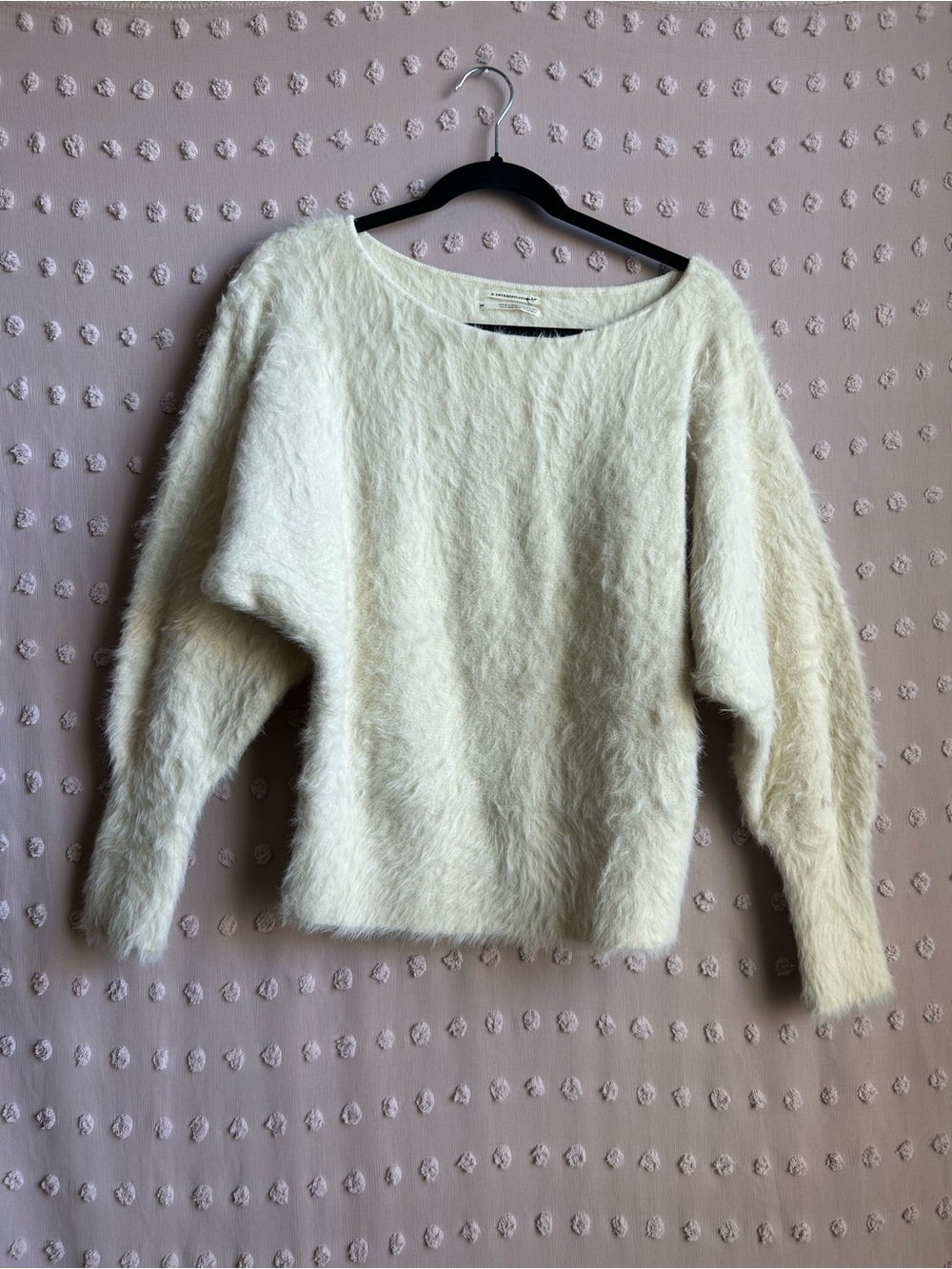 Anthropologie Ember Eyelash Boat Neck Long Sleeve Sweater Sz XS White Cream